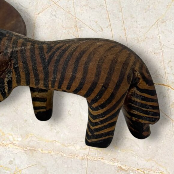 Carved Wood Decorative Bowl African Zebra Eclectic Safari Decor - Picture 9 of 9